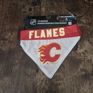 NHL Flames Reversible Dog Bandana - Red and White